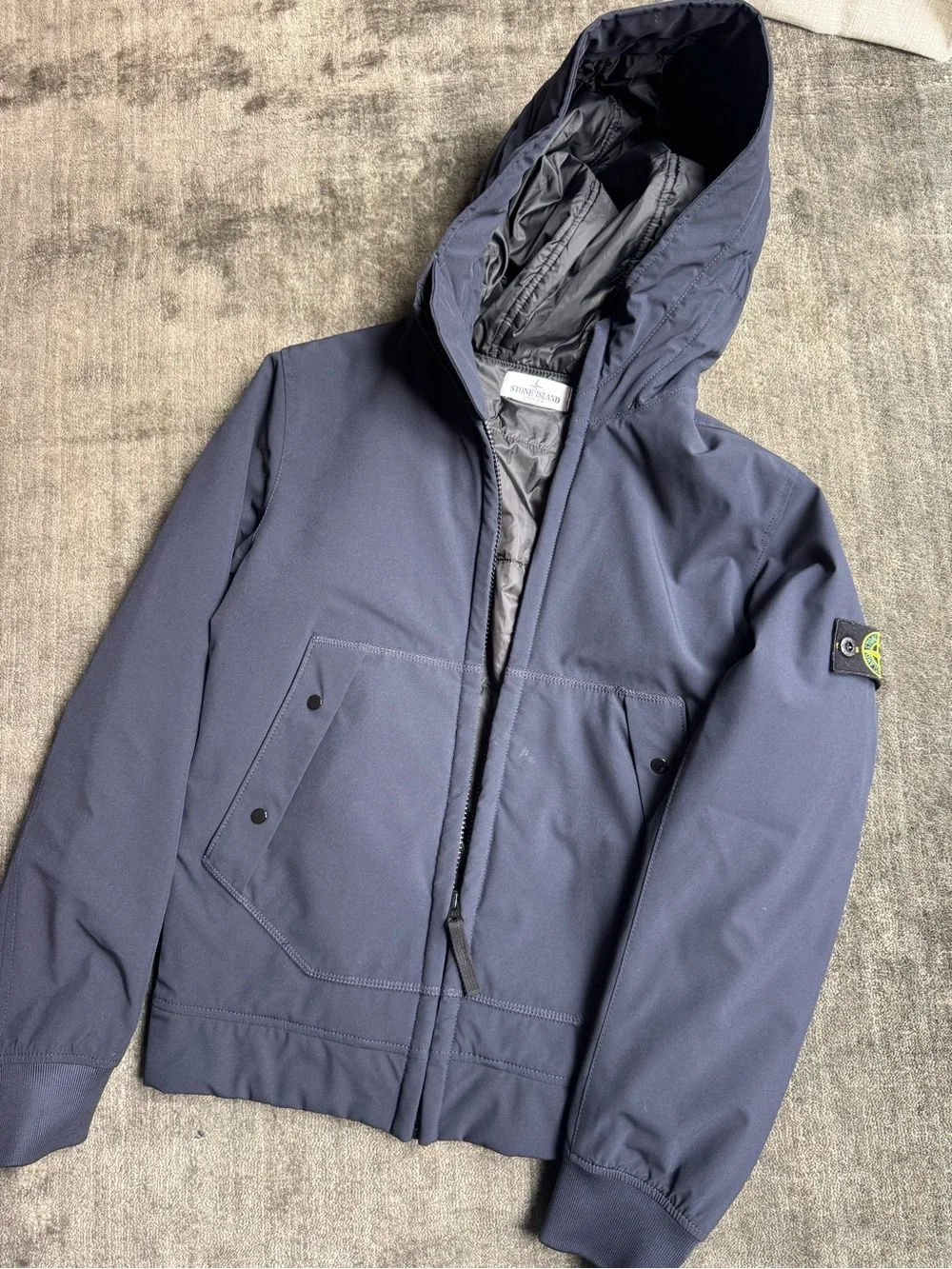 Unisex Stone Island Men's Navy Hooded Softshell Jacket